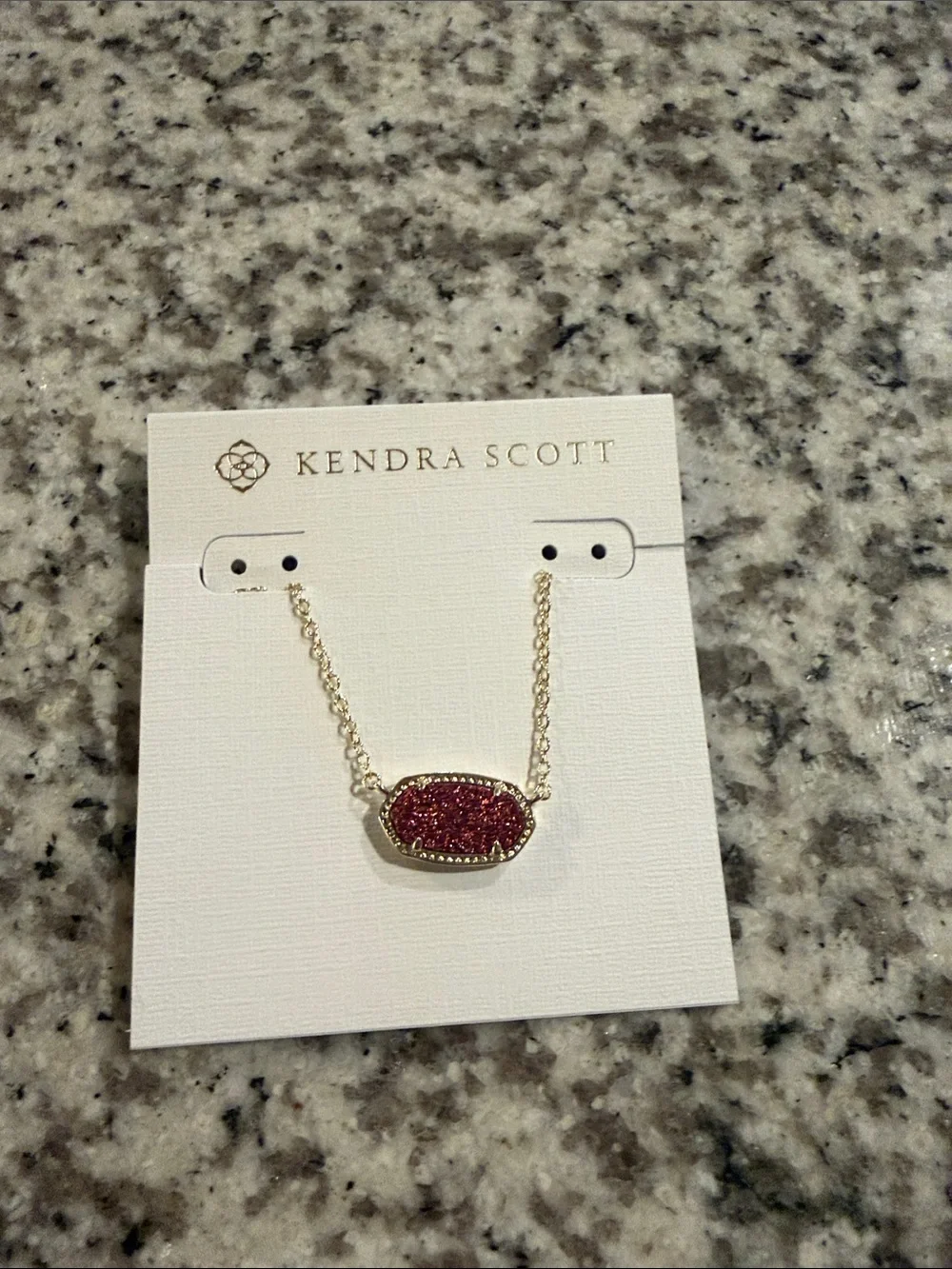 Kendra Scott Gold Chain Necklace with Ruby Red Druzy Pendant
